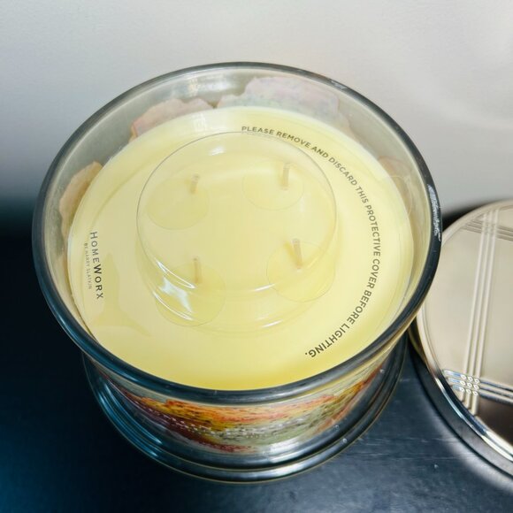 HomeWorx by Slatkin Lemon Poppy Muffin 4-Wick 18oz Candle NEW - Picture 3 of 4